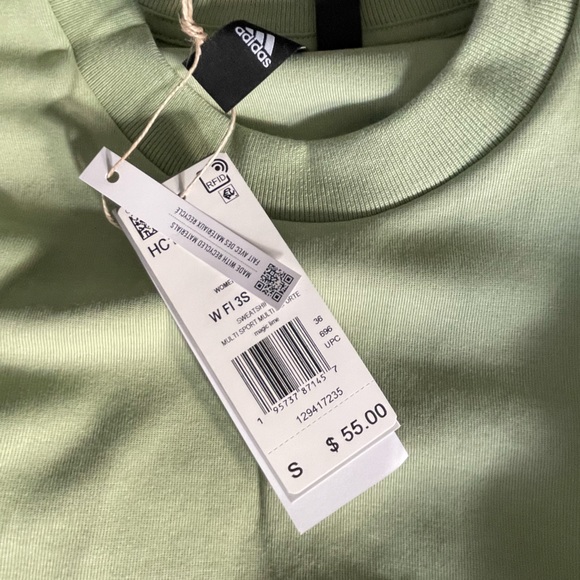 Adidas Future Icons 3 Stripes Sweater. Light green. Lose semi crop, brand new - Picture 5 of 5